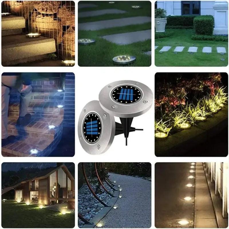 LAMPADAS Solares Power Disk Light, Jardim ao ar livre, Subterreanea Deck Light, Enterrado Lâmpada LED, Decoração, 8 ou 20 LED - MultMix 