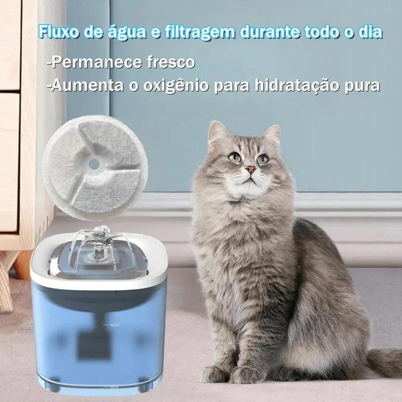 Fonte de água elétrica automática para animais de estimação, tigela, gato e cachorro, filtro de carbono ativo, carga com fio - MultMix 